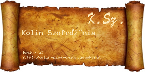 Kolin Szofrónia névjegykártya